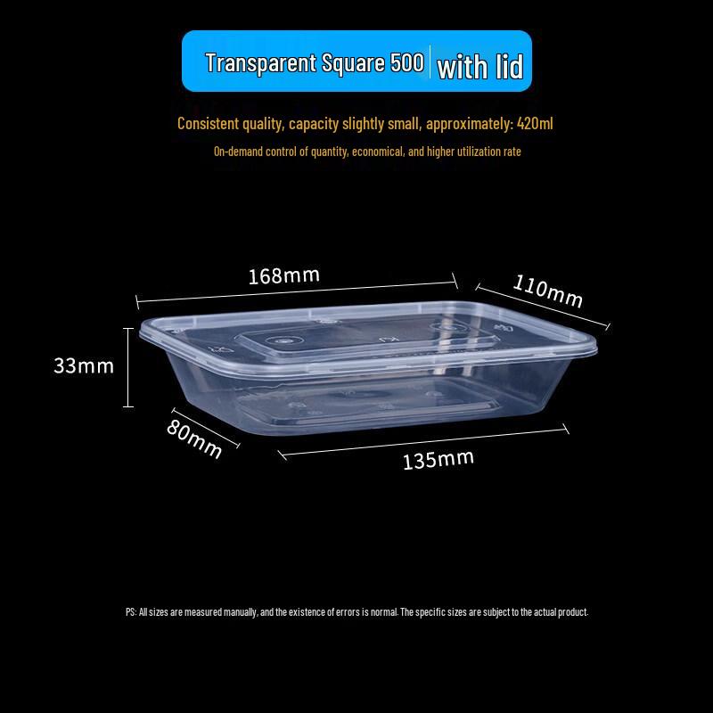 ZISIZ Rectangular Disposable Plastic Takeaway Containers