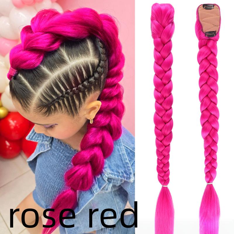 26inch Extra Long Synthetic Purple Braided Wig Shimmering Metallic Kids Christmas Costume Hairpiece Rumi Collection