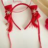 Bandeau pour le Nouvel An Chinois à pompons Fleur Hanfu Bandeau pour cheveux Simple Couronne Coiffe Fille
