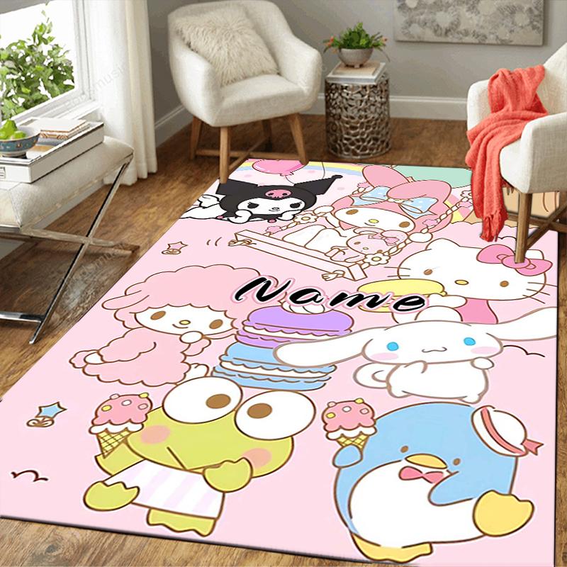 Custom 1Pc Hello Kitty Floral Background Rug Office Carpet Indoor Outdoor Entrance Doormat Nonslip Soft And Comfortable Living Room D2915315