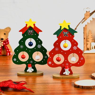 Mini-Christbaumschmuck aus Holz für Kinder, DIY-Intelligenzspielzeug, Schreibtischständer, Weihnachtsgeschenk