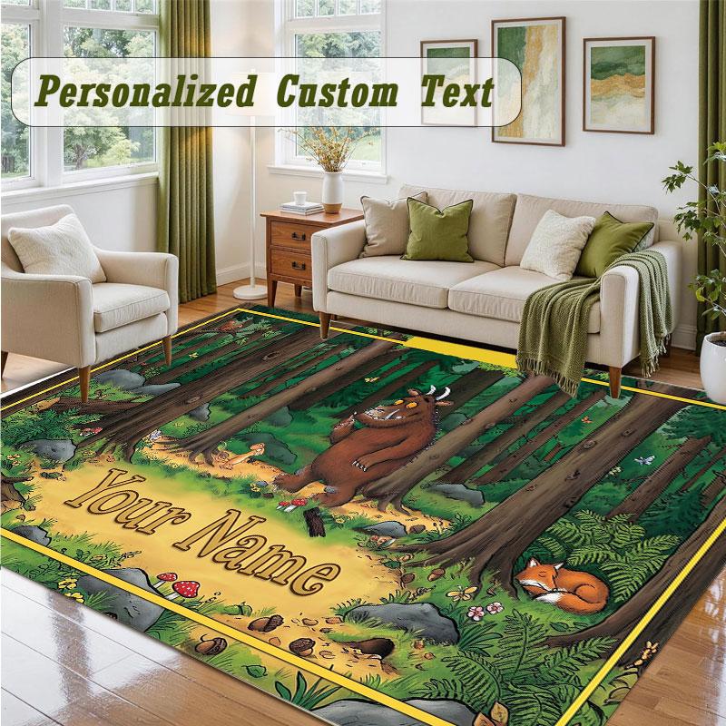 Crystal Velvet Square Rug Custom NameThe Gruffalo Pattern Non Slip Home Floor Decor Rug