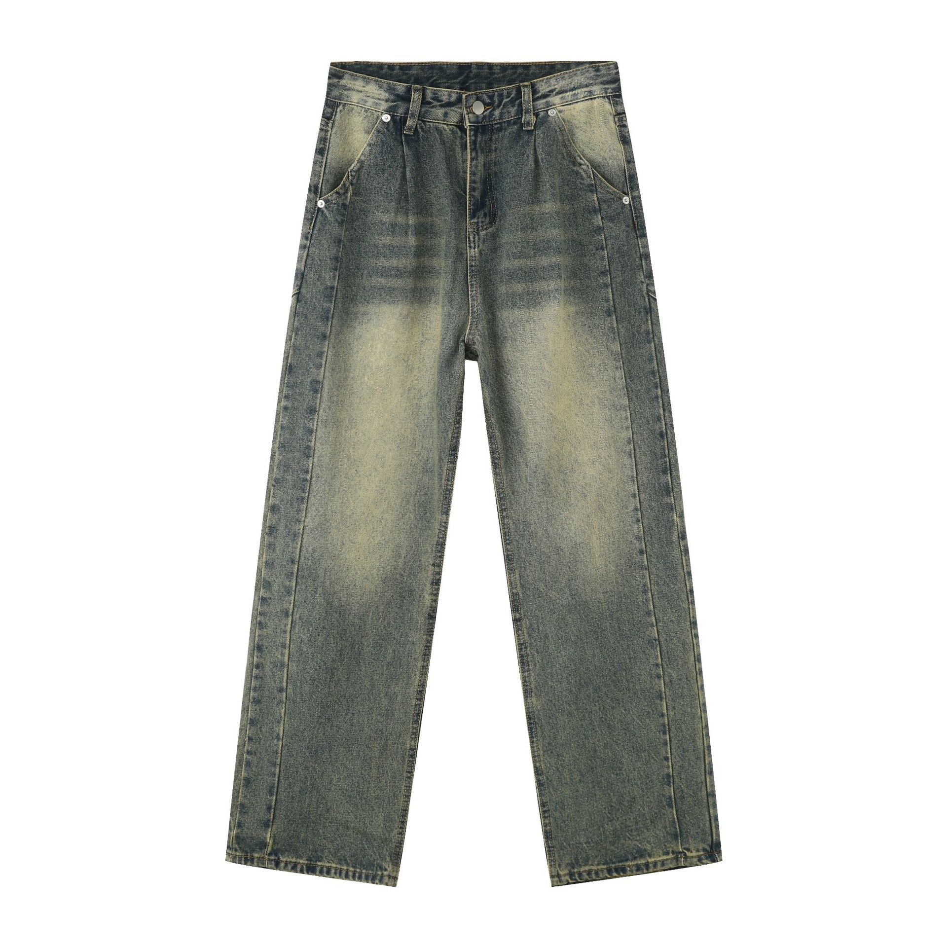 

Винтажные прямые джинсы Мужские Высокого класса Свободные Широкие брюки Шлейфовые Длинные брюки Прямые Свободные джинсы для мужчин Модные и Удобные брюки XXL