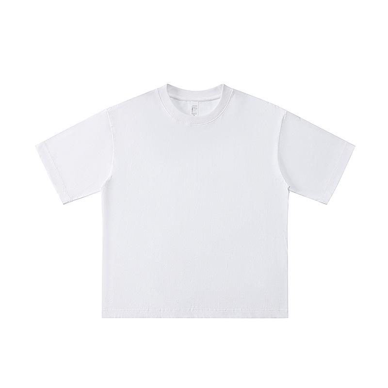 

European-Size Men s Loose-Fit Cotton T-Shirt, 260g, Trendy Drop Shoulder, Printed Pattern M білий
