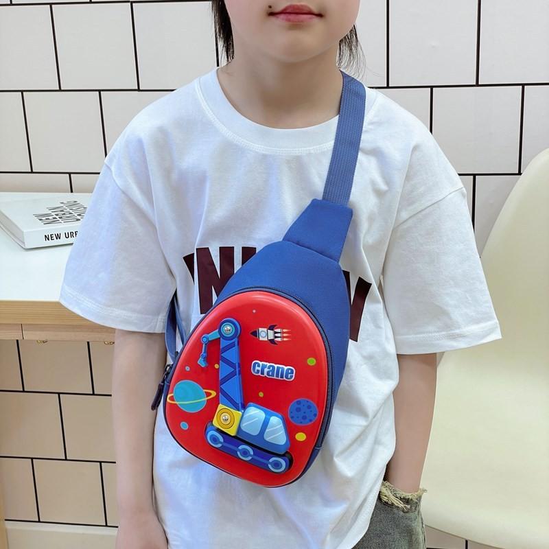 Construction Vehicle Printed Childrens Shoulder Bag Cartoon Crane Bag Crossbody