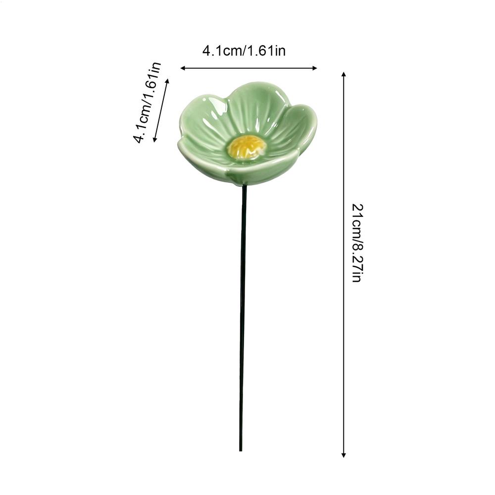 Keramik Blume Biene Wasserstation Handgefertigte Porzellan Blume Gartenstecker für Bienen Trinken Vogelbad Hinterhof Kunst Dekor