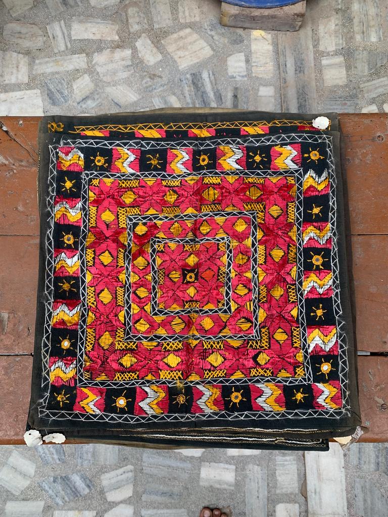 Hand Embroidered Cotton Pillow Cover: Bohemian Decorative Cushion 40