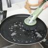 Creative Kitchen Pan Brush Non-Slip Press To Dispense Automatic Liquid Dishwashing Brush Long Handle Press Cleaner