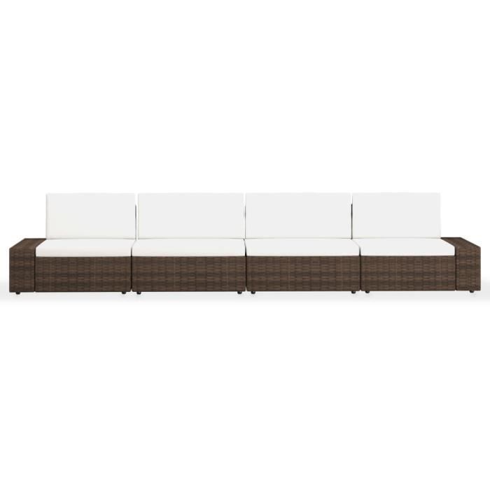 VidaXL Salon de jardin 4 pcs Résine tressée Marron