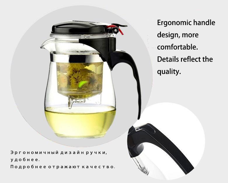 New 500ml Heat Resistant Glass Teapot With Removable Filter Tea Set 1 Tea Pot 2 Teacup Tea Pot Good Clear Kettle Filte