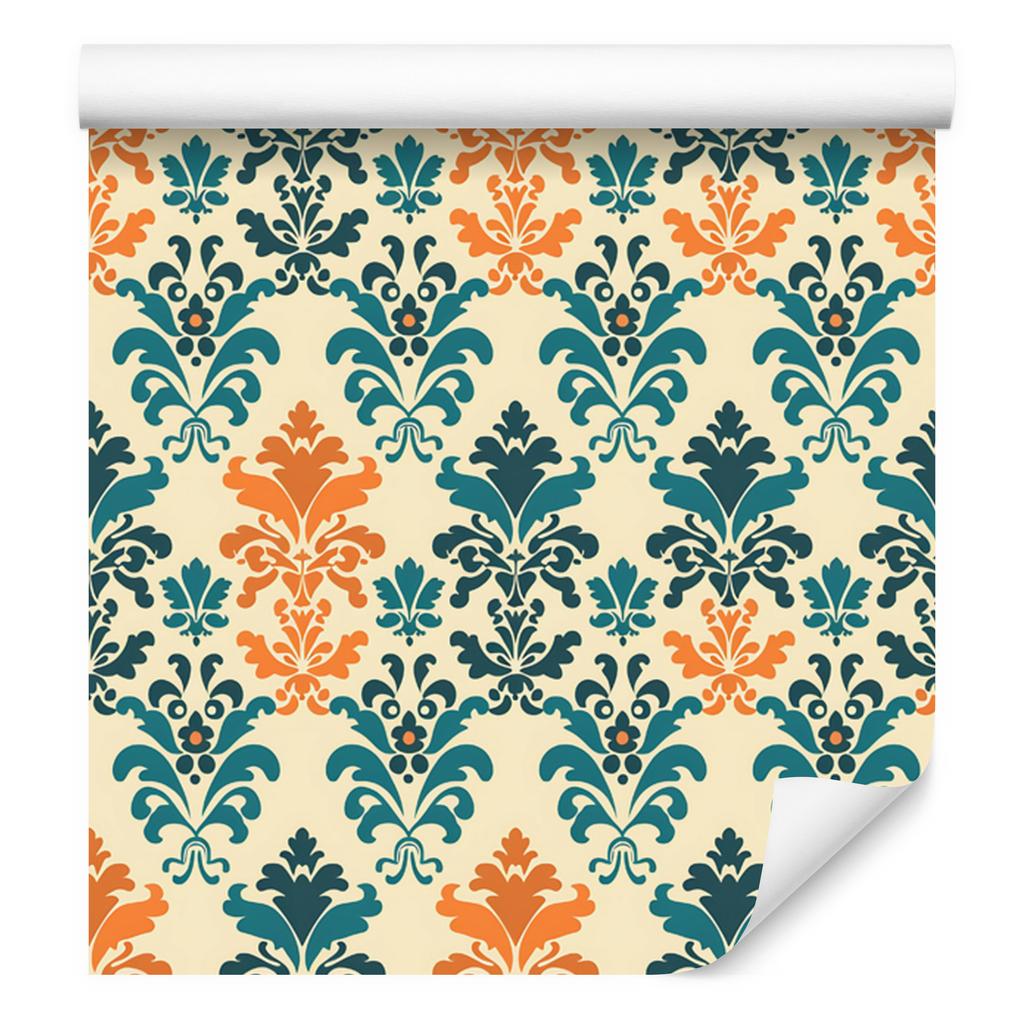Baroque Damask Wallpaper Cream and Green for Living Room and Bedroom 50x1000