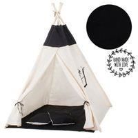 Tipi-Zelt für Kinder aus Baumwolle SPRINGOS - Schwarz - 160x120x100 cm - 2 Kissen inklusive