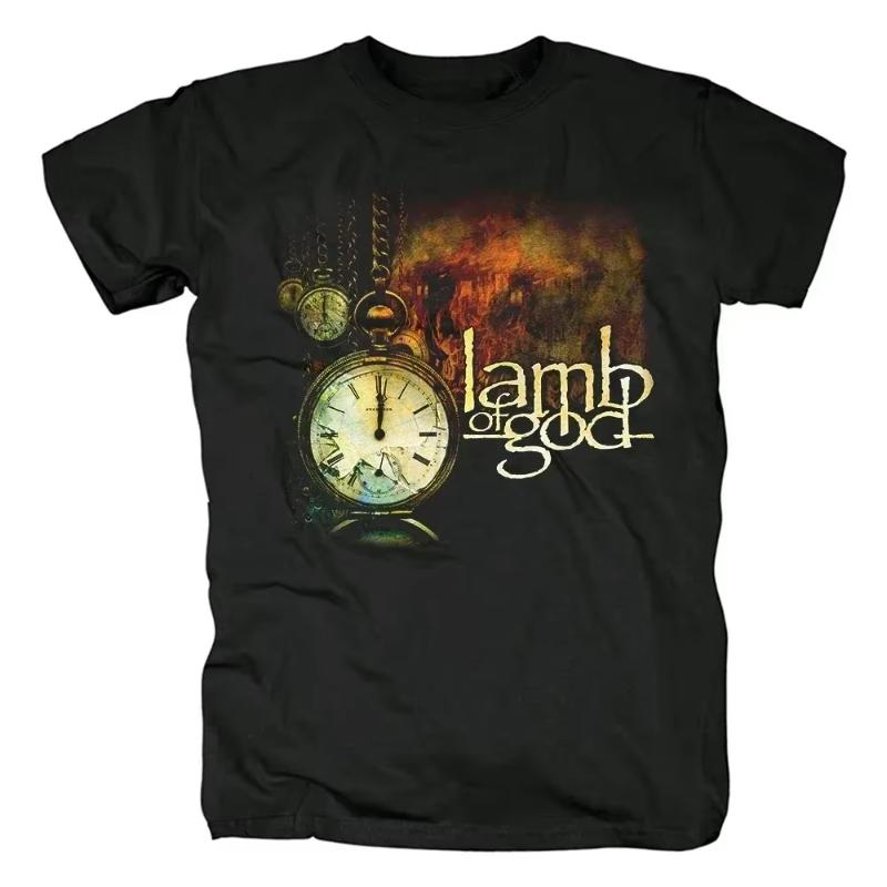 Lamb of God Heavy Mental Band T-shirt Mens 100% Cotton Tshirt Summer Short Sleeve Graphic Tee-shirt Harajuku Streetwear T Shirts