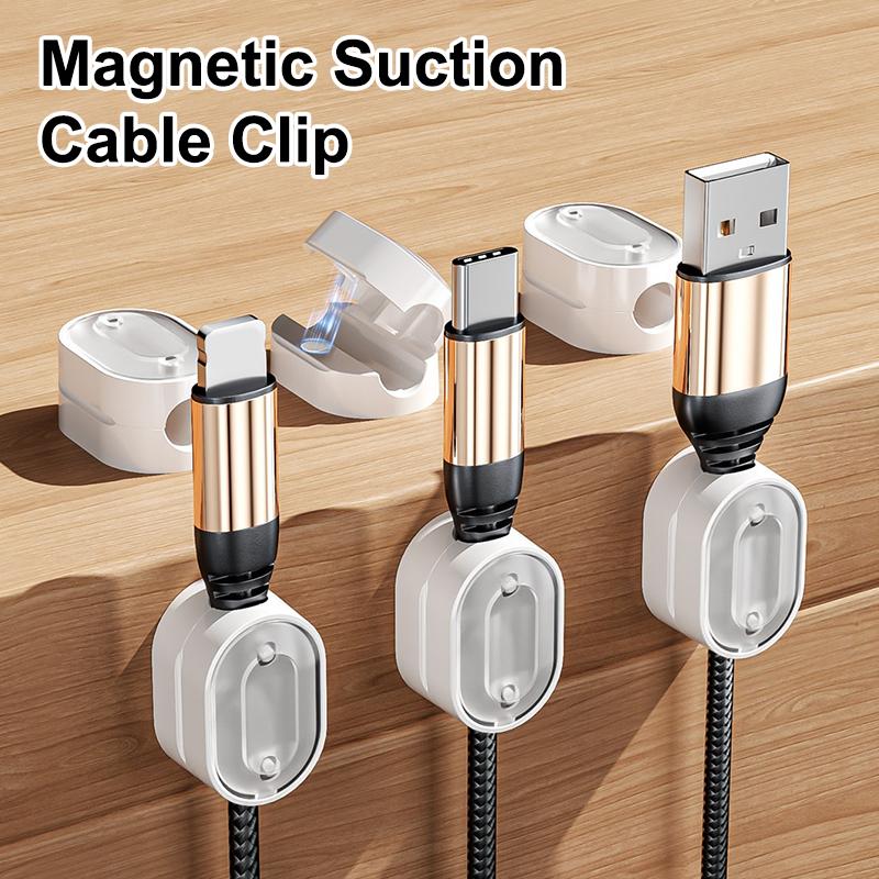 10Pcs/set Magnetic Cable Organizer Holder Adhesive Wire Keeper Cord Cable Clips For Home Office Under Desk Management