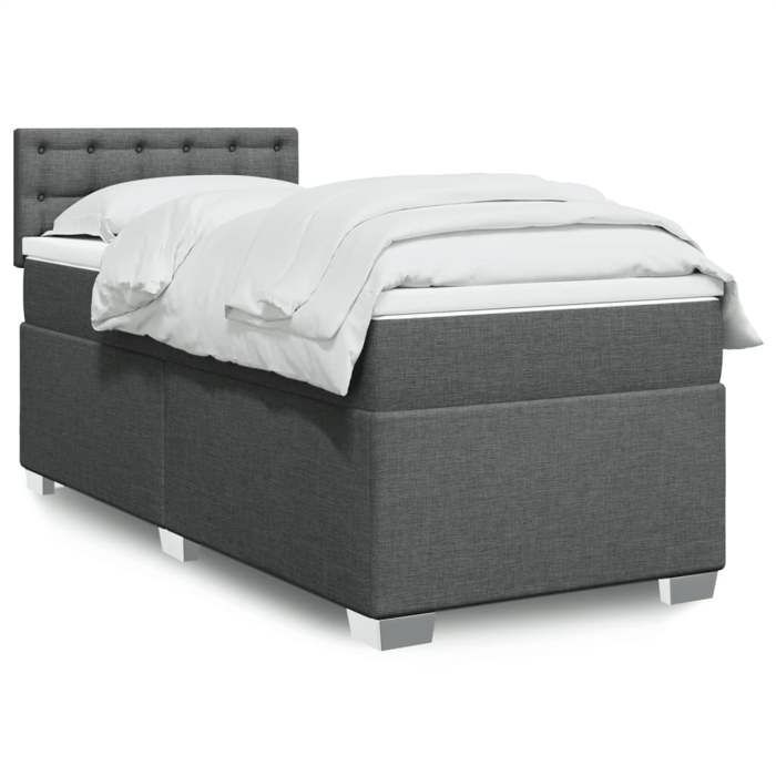 Maison Exclusive - Sommier à lattes de lit et matelas Gris foncé 90x190 cm Tissu