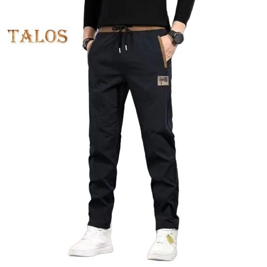 

Зимние мужские брюки с эластичной талией на шнурке и карманами, утолщенные плюшевые свободные вышитые однотонные уличные брюки, термоштаны M чёрный