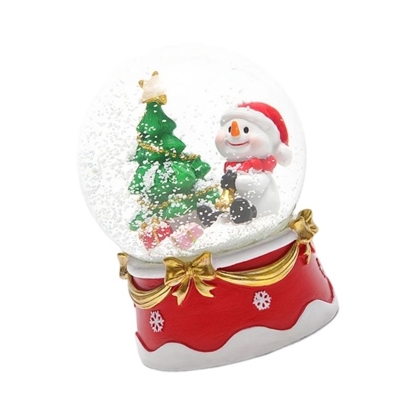 LED Illuminated Snowman Crystal Ball Christmas Decoration With Auto Rotating Snow Scene And Battery Powered Design