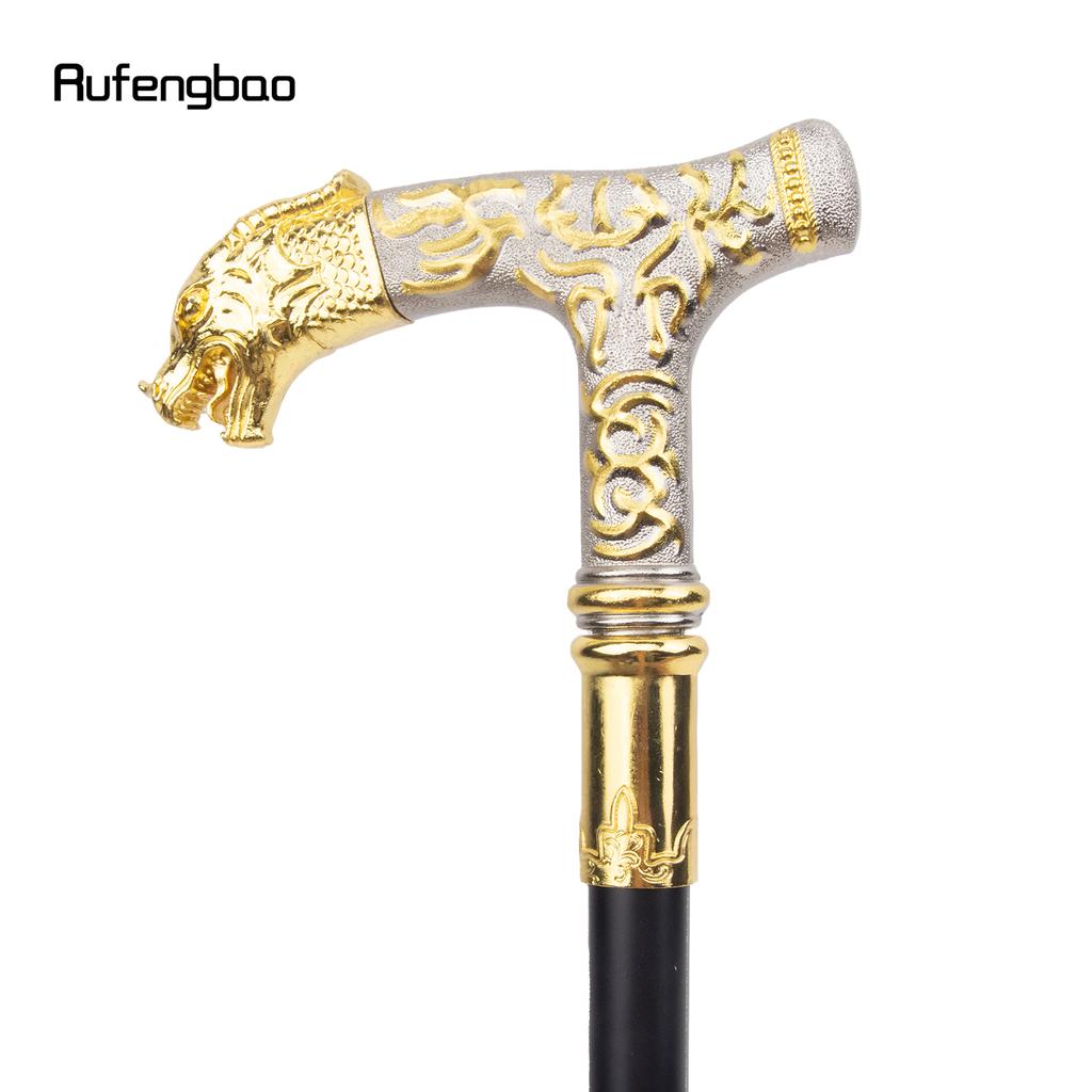 Golden White Dragon Handle Pattern Walking Stick Party Fashion Elegant Walking Stick Decorative Cospaly Cane Knob Crosier 89cm