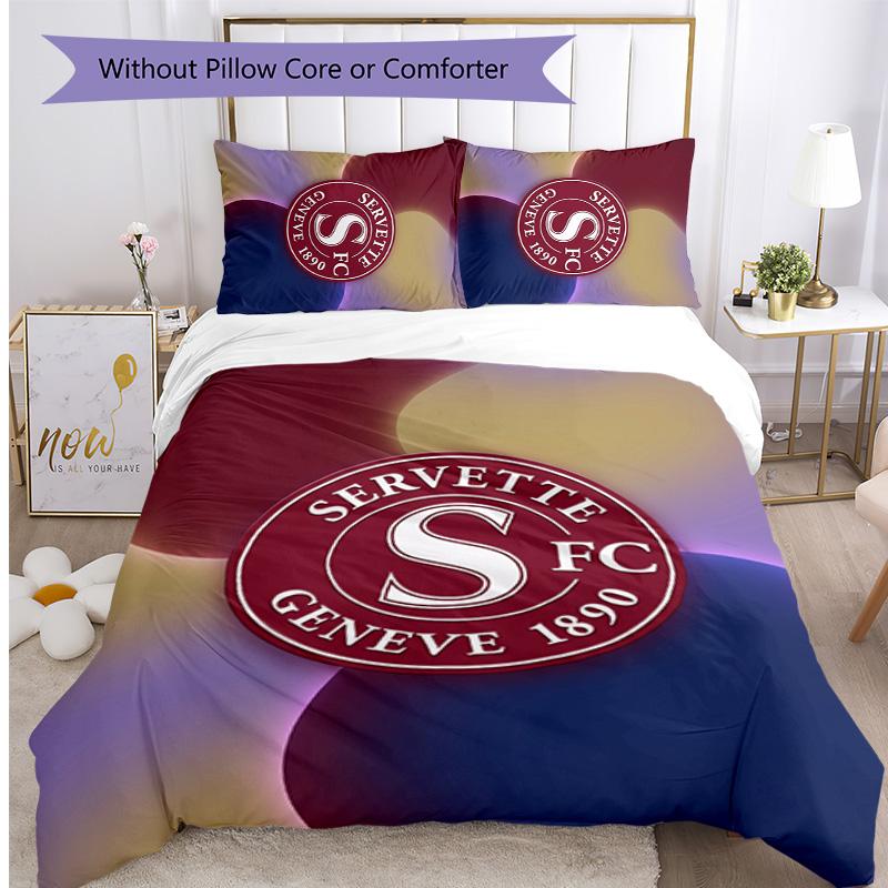 Servette FC Bedrucktes 3-teiliges Bettwäsche-Set Atmungsaktiver Bettbezug mit Kissenbezügen Dekorative Bettwäsche für Schlafzimmer Zuhause