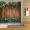 Outdoor Garden Fenced Shower Curtain With Lush Greenery Design Bathroom Decorative Shower Curtain Including 12 Hooks