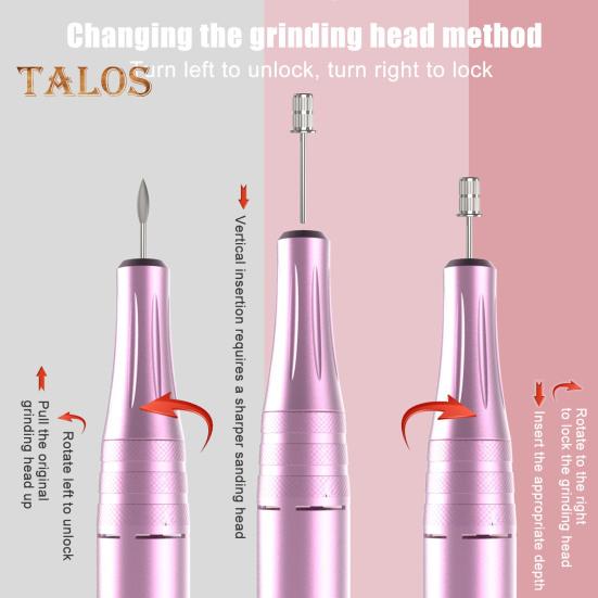 Electric Nail Polisher with 6 Attachments USB Manicure Tool for Fingernails And Toenails High Speed 35000RPM Nail Machine for Home And Salon Use