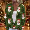Women's Christmas Print Long Sleeve Knit Cardigan Button Front Sweater