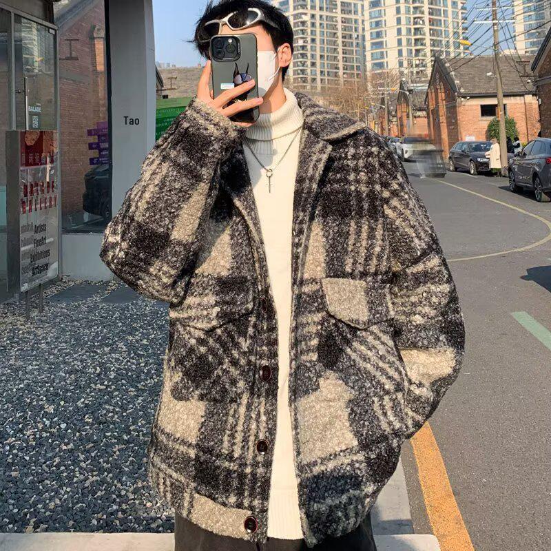 Men s Trendy Retro Plaid Jacket - Autumn Style XL (65-70 kg)