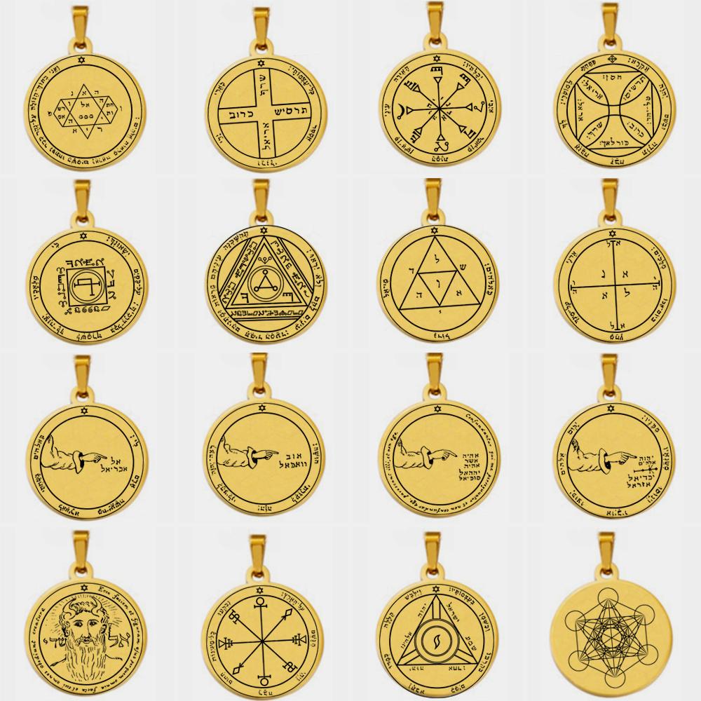 

Соломон Пентакль Луны DIY кулон для ожерелья сильный защитный амулет сверхъестественное ожерелье из нержавеющей стали