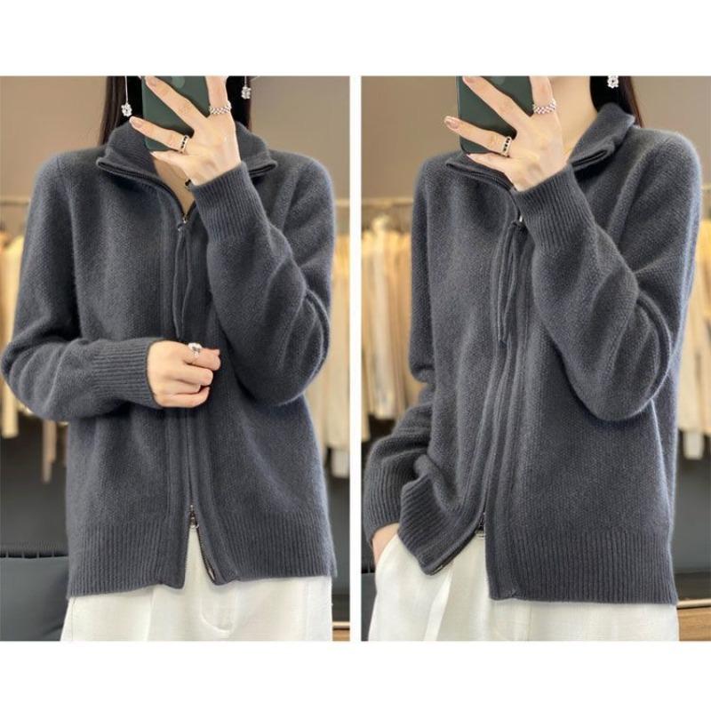Pullover Strickjacke Stehkragen Damen Strickmäntel Revers Warmer Pullover