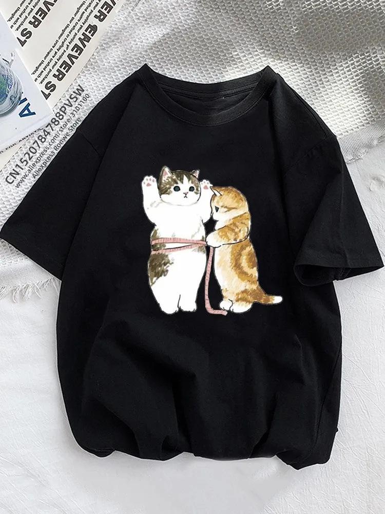 Spot Fun Orange Cat Summer T-Shirt Animal Pet Love Style Short Sleeve Fashion Printed T-Shirt S
