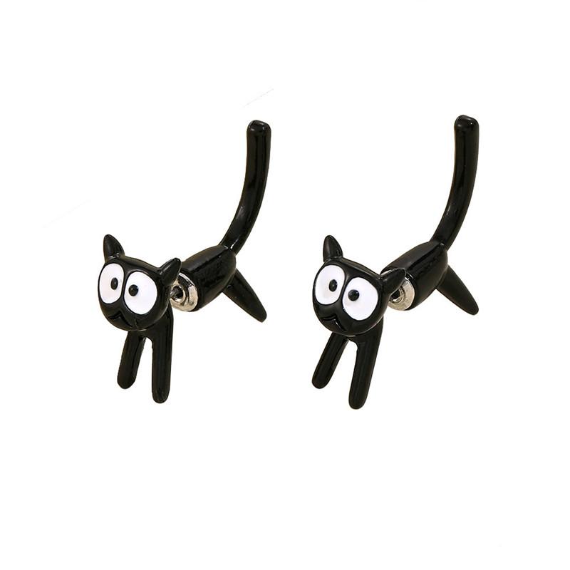 New Funny Small Black Cat Earring for Women Girl Fashion Cute Animal Kitten Earrings Fashion Party Festival Piercing Zircon