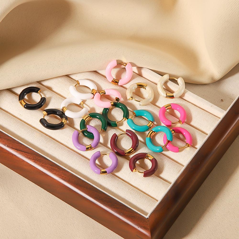 Orecchini a goccia color oro effetto pioggia arcobaleno per donna Orecchini a cerchio in acciaio inossidabile a goccia