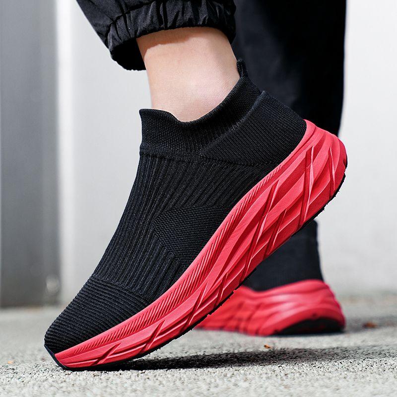 Slip-on Mesh Upper Breathable Thick Platform Men's Casual Sneakers Spring and Autumn Stylish Outdoor Running Male Sports Shoes