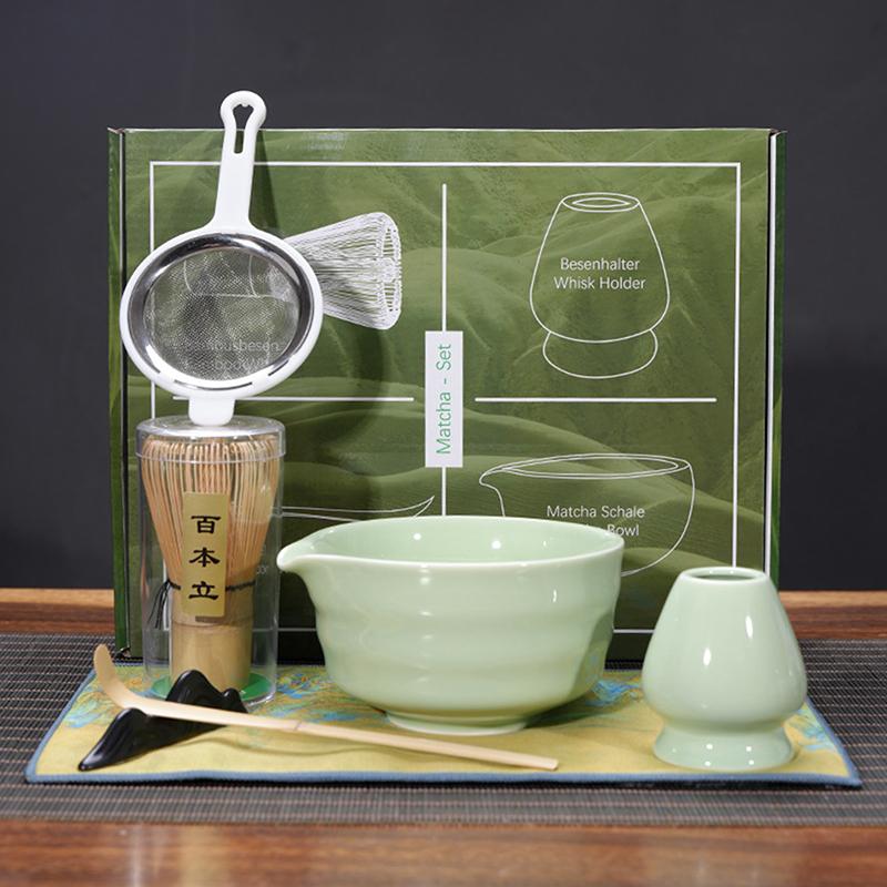7Pcs Japanese Matcha Making Set Bamboo Matcha Brush Exquisite Matcha Bowl Gift Box With Whisk Sumptuous Tea Tools Great Gifts