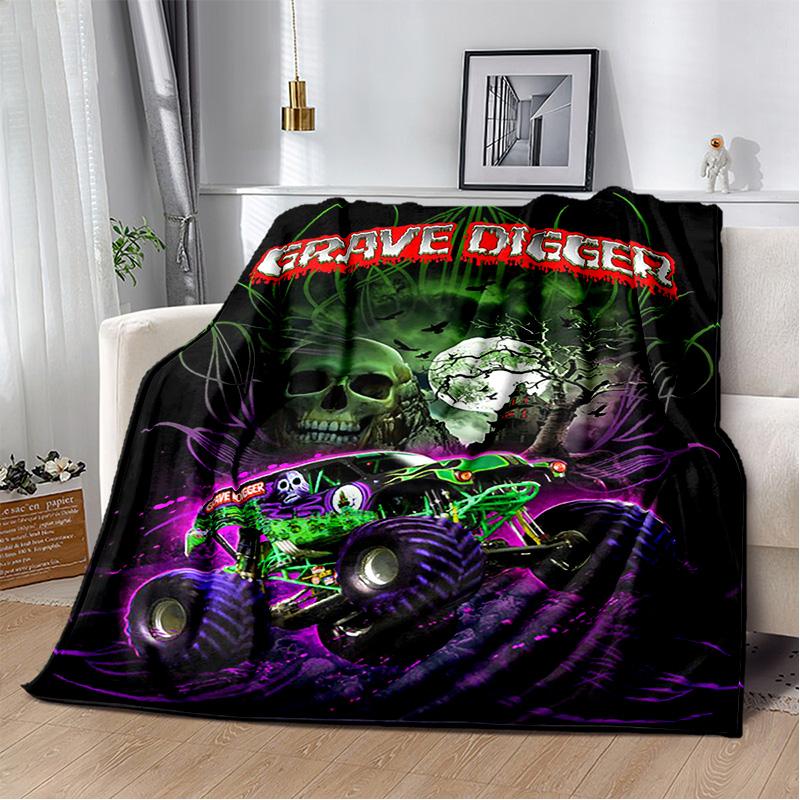 3D Monster Jam Monster Truck Cartoon Blanket,Soft Throw Blanket for Home Bedroom Bed Sofa Picnic Travel Office Cover Blanket Kid