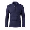 New Men's Casual and Fashionable Solid Color Long Sleeved Stand Up Collar T-shirt Summer Versatile and Comfortable Top