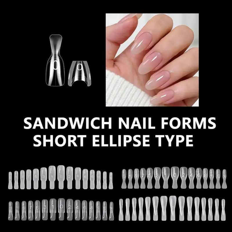 Sandwich Dual Nail Forms Trapezoidal Oval Nail Extension Forms 240pcs/Box Top & Bottom Form For Quick Diy Nail Extensions Salon