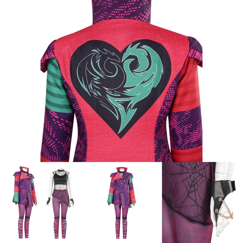 Descendants 3 Mal Costume di Halloween Tuta con Miscela di Poliestere per Role Play Anime