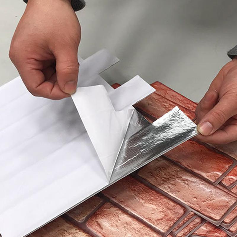 10pc 3D Wall Sticker Self-adhesive Faux Brick Wall Panel Peel and Stick Tile Backsplash for Kitchen Waterproof Tile Sticker