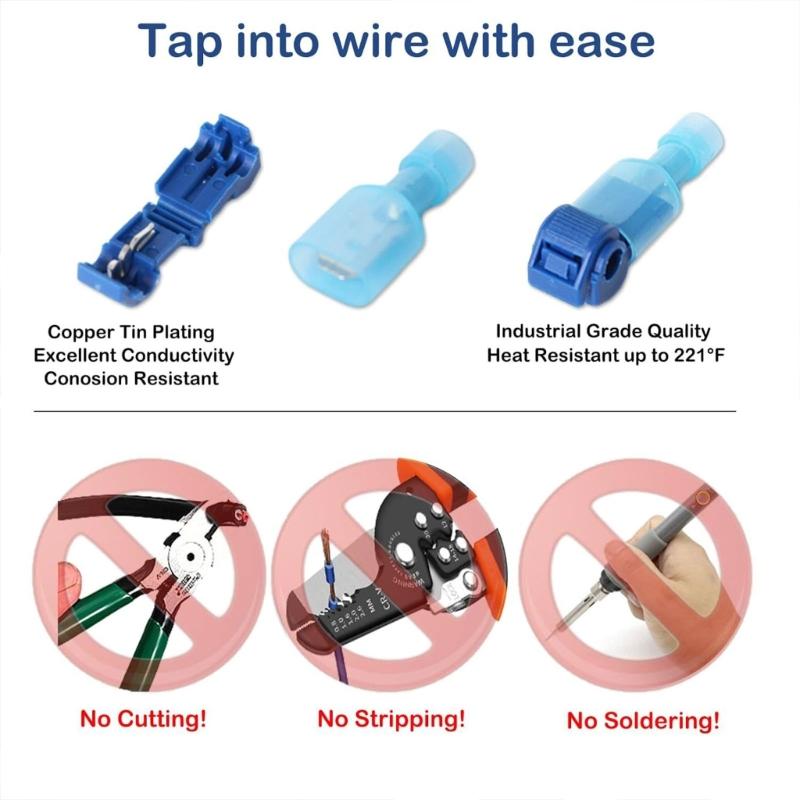 144Pcs T-Tap Wire Connectors Quick Wire Splices Connectors Self-Stripping Electrical Connectors for Wiring Automotive