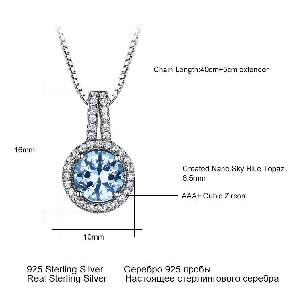 Umcho Blue Topaz Gemstone Pendants Necklaces For Women Pendant Brand Fine Wedding Jewelry Gift for Her