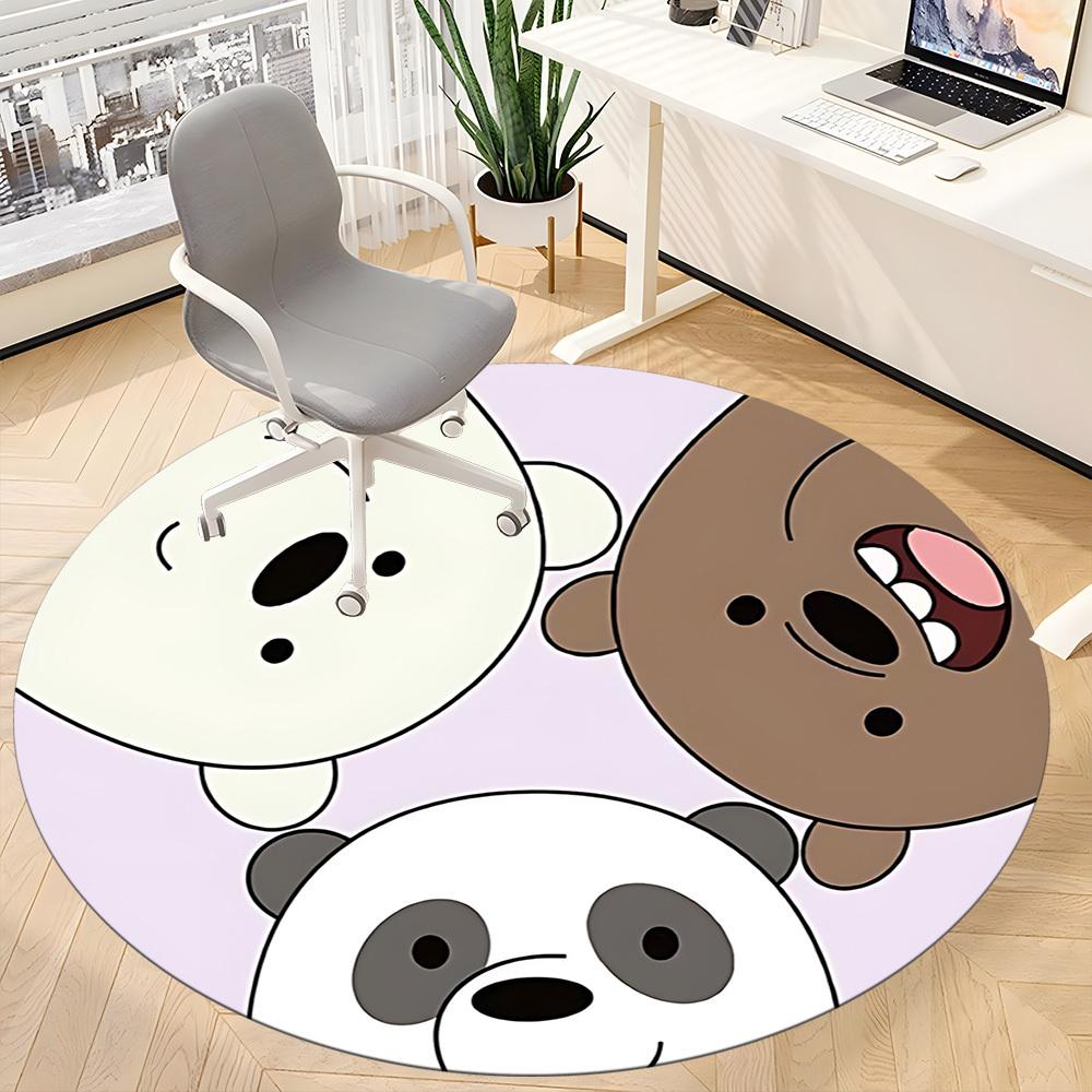 1pc We Bare Bears Office Round Area Rug, Under Office Chairs Bedroom Living Room Home Decor, Room Deco, Available In Various Sizes