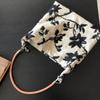 Vintage Ins Texture Black White Contrasting Jacquard Fabric Cowhide Rope Bag Underarm Shoulder Cosmetic Female