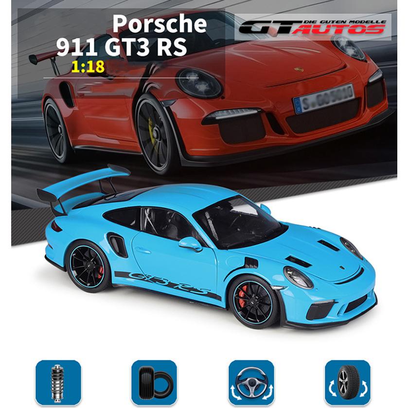 Model auta z lehké slitiny v měřítku 1/18 Welly Porsche 911 GT3 RS litý kovový model autíčka na hraní Model auta s vysokou simulací kolekce Dětské dárky