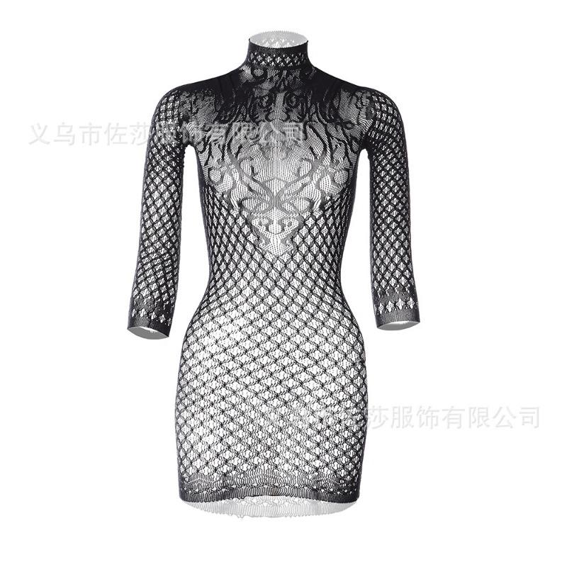 Sex Underwear Long Sleeve Hip Wrap Skirt Short Skirt Hollow Back Mesh Tights