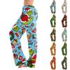 Women's Christmas Print Pants Casual Holiday Pants with No Pockets