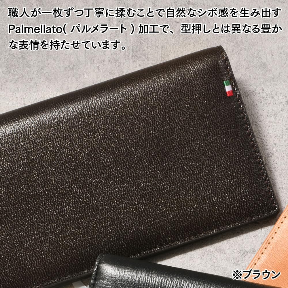 Palmellato Goat Leather Long Wallet Black for Men and Women