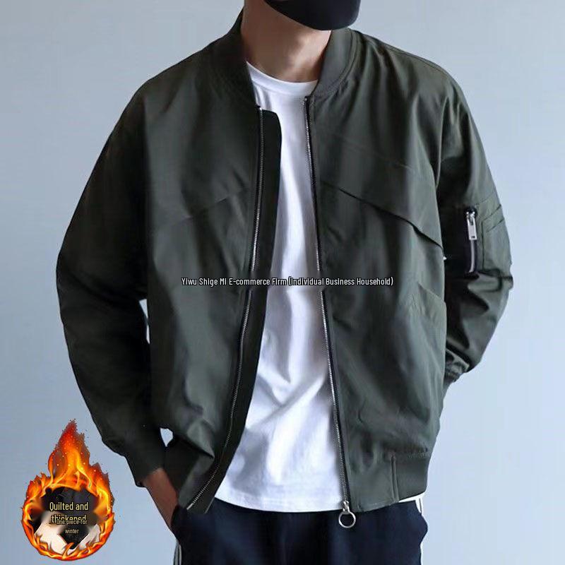 2026 Men's Korean Style Loose Fitting Baseball Jacket, Plus Size Casual Streetwear