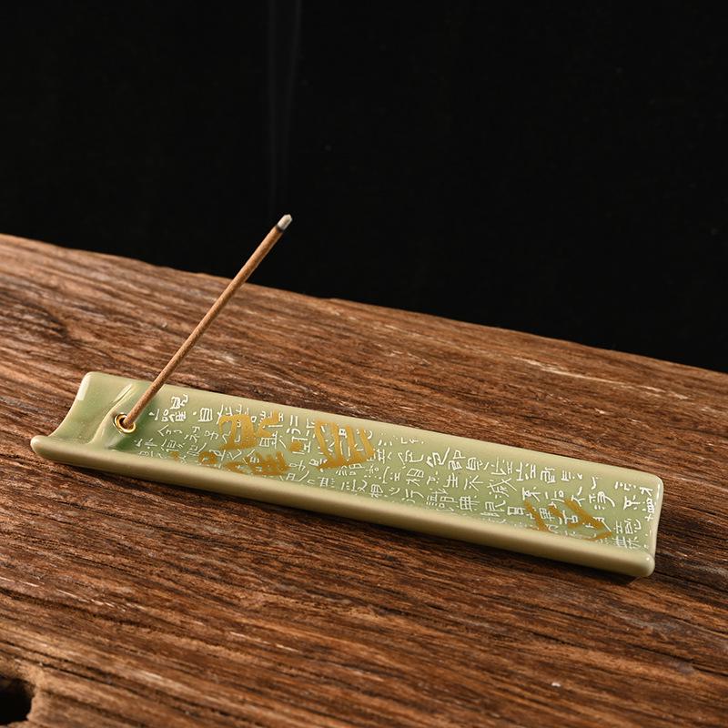 Bamboo Ceramic Incense Holder | Handmade Aromatherapy Burner | Creative Slice Design