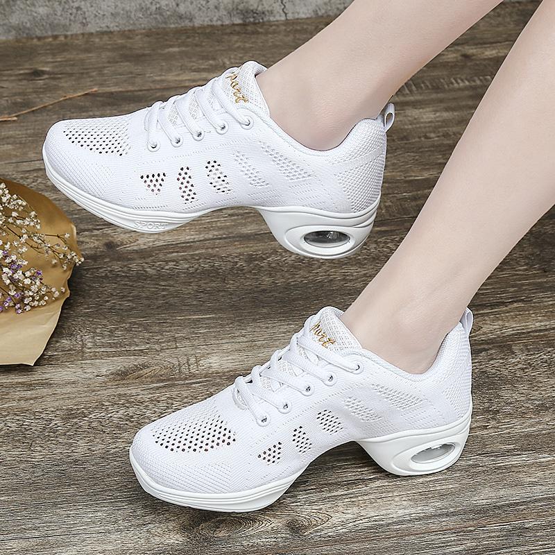 Damskie Oddychające Siatkowe Buty do Tańca z Poduszką Powietrzną Codzienne Sneakersy na Platformie Antypoślizgowa Miękka Podeszwa Nowoczesne Buty do Tańca Jazzowego